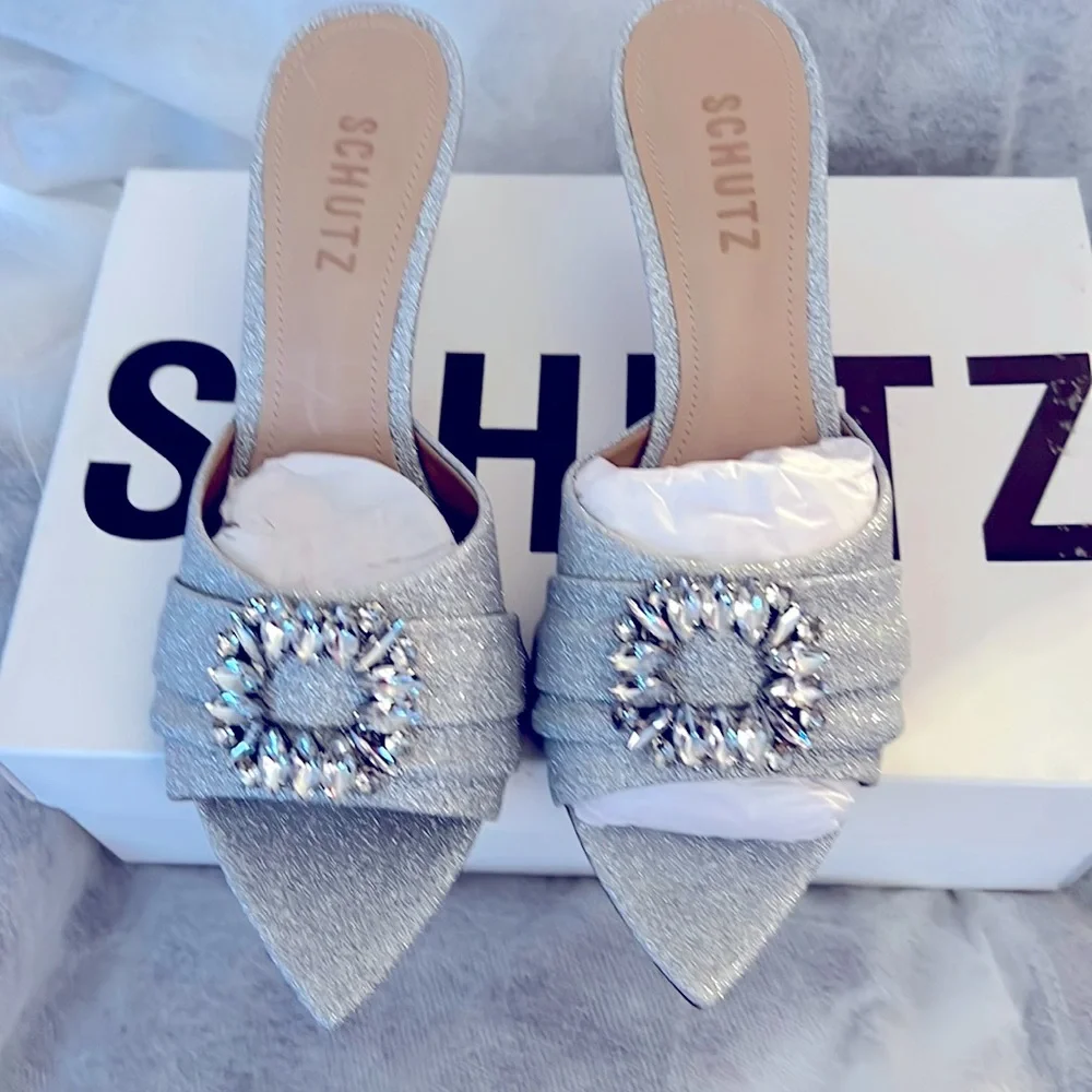 Schultz Glitter Sparkle Slide Heels - Picture 1 of 7